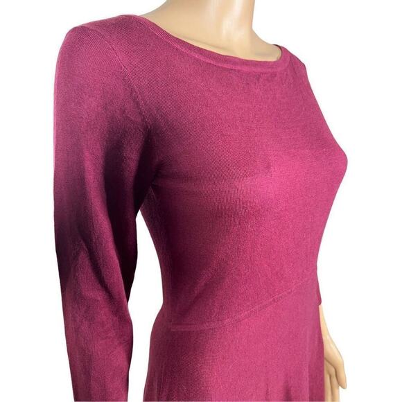 French Connection Women's Burgundy Red Knitted Fit & Flare Mini Dress Size S - Picture 3 of 6